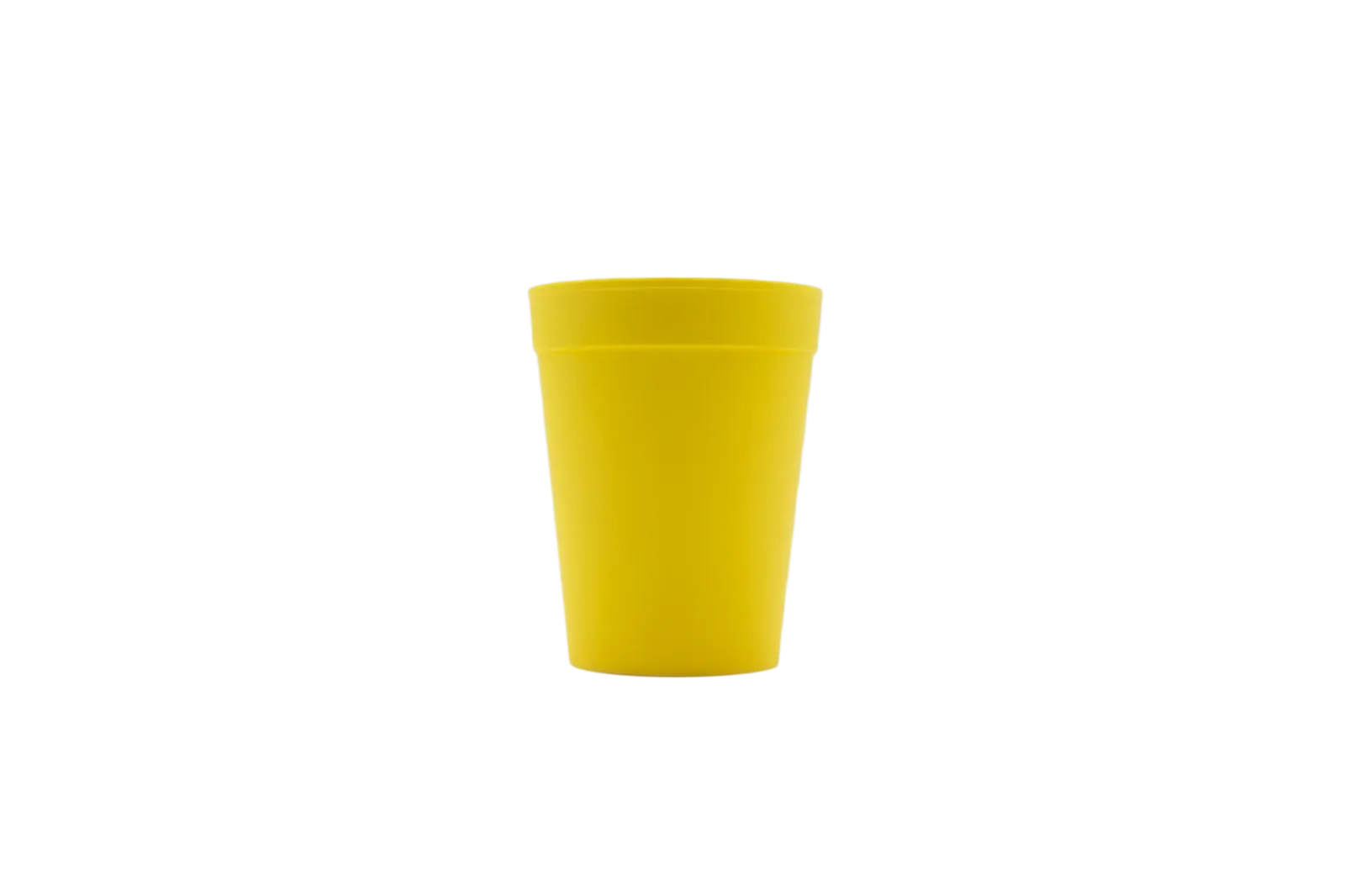 Yellow PHA cup, photographed on black